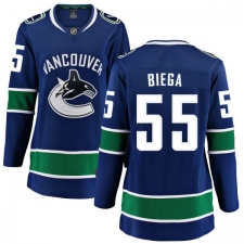 Women's Vancouver Canucks #55 Alex Biega Fanatics Branded Blue Home Breakaway NHL Jersey