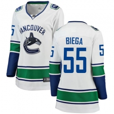 Women's Vancouver Canucks #55 Alex Biega Fanatics Branded White Away Breakaway NHL Jersey