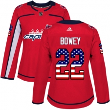 Women's Adidas Washington Capitals #22 Madison Bowey Authentic Red USA Flag Fashion NHL Jersey