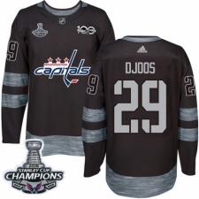 Men's Adidas Washington Capitals #29 Christian Djoos Authentic Black 1917-2017 100th Anniversary 2018 Stanley Cup Final Champions NHL Jersey