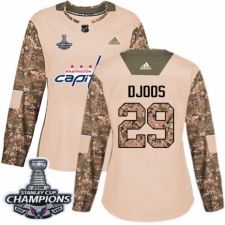 Women's Adidas Washington Capitals #29 Christian Djoos Authentic Camo Veterans Day Practice 2018 Stanley Cup Final Champions NHL Jersey