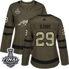 Women's Adidas Washington Capitals #29 Christian Djoos Authentic Green Salute to Service 2018 Stanley Cup Final NHL Jersey