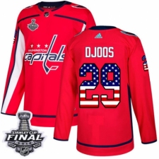 Youth Adidas Washington Capitals #29 Christian Djoos Authentic Red USA Flag Fashion 2018 Stanley Cup Final NHL Jersey
