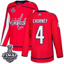 Men's Adidas Washington Capitals #4 Taylor Chorney Authentic Red Home 2018 Stanley Cup Final NHL Jersey