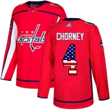 Men's Adidas Washington Capitals #4 Taylor Chorney Authentic Red USA Flag Fashion NHL Jersey