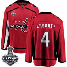 Men's Washington Capitals #4 Taylor Chorney Fanatics Branded Red Home Breakaway 2018 Stanley Cup Final NHL Jersey
