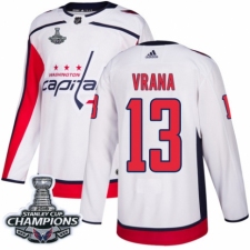 Men's Adidas Washington Capitals #13 Jakub Vrana Authentic White Away 2018 Stanley Cup Final Champions NHL Jersey