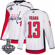 Men's Adidas Washington Capitals #13 Jakub Vrana Authentic White Away 2018 Stanley Cup Final NHL Jersey