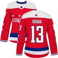 Women's Adidas Washington Capitals #13 Jakub Vrana Authentic Red Alternate NHL Jersey