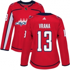 Women's Adidas Washington Capitals #13 Jakub Vrana Authentic Red Home NHL Jersey