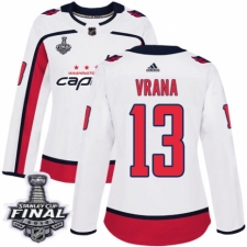 Women's Adidas Washington Capitals #13 Jakub Vrana Authentic White Away 2018 Stanley Cup Final NHL Jersey