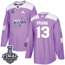 Youth Adidas Washington Capitals #13 Jakub Vrana Authentic Purple Fights Cancer Practice 2018 Stanley Cup Final NHL Jersey