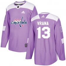 Youth Adidas Washington Capitals #13 Jakub Vrana Authentic Purple Fights Cancer Practice NHL Jersey