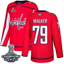 Men's Adidas Washington Capitals #79 Nathan Walker Authentic Red Home 2018 Stanley Cup Final Champions NHL Jersey