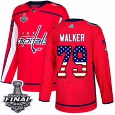 Men's Adidas Washington Capitals #79 Nathan Walker Authentic Red USA Flag Fashion 2018 Stanley Cup Final NHL Jersey