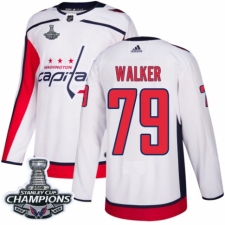 Men's Adidas Washington Capitals #79 Nathan Walker Authentic White Away 2018 Stanley Cup Final Champions NHL Jersey