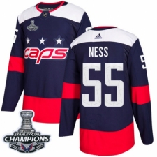 Men's Adidas Washington Capitals #55 Aaron Ness Authentic Navy Blue 2018 Stadium Series 2018 Stanley Cup Final Champions NHL Jersey