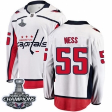 Men's Washington Capitals #55 Aaron Ness Fanatics Branded White Away Breakaway 2018 Stanley Cup Final Champions NHL Jersey