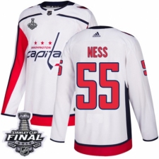 Youth Adidas Washington Capitals #55 Aaron Ness Authentic White Away 2018 Stanley Cup Final NHL Jersey