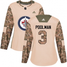 Women's Adidas Winnipeg Jets #3 Tucker Poolman Authentic Camo Veterans Day Practice NHL Jersey