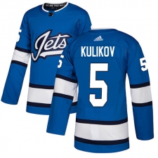Men's Adidas Winnipeg Jets #5 Dmitry Kulikov Authentic Blue Alternate NHL Jersey