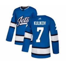 Men's Winnipeg Jets #7 Dmitry Kulikov Authentic Blue Alternate Hockey Jersey