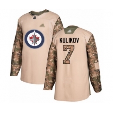 Men's Winnipeg Jets #7 Dmitry Kulikov Authentic Camo Veterans Day Practice Hockey Jersey