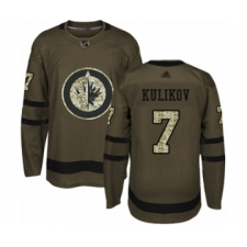 Men's Winnipeg Jets #7 Dmitry Kulikov Authentic Green Salute to Service Hockey Jersey