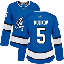 Women's Adidas Winnipeg Jets #5 Dmitry Kulikov Authentic Blue Alternate NHL Jersey