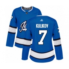 Women's Winnipeg Jets #7 Dmitry Kulikov Authentic Blue Alternate Hockey Jersey
