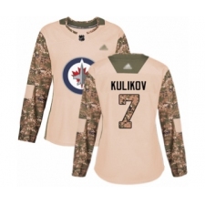 Women's Winnipeg Jets #7 Dmitry Kulikov Authentic Camo Veterans Day Practice Hockey Jersey