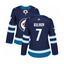 Women's Winnipeg Jets #7 Dmitry Kulikov Authentic Navy Blue Home Hockey Jersey