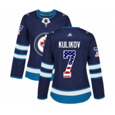 Women's Winnipeg Jets #7 Dmitry Kulikov Authentic Navy Blue USA Flag Fashion Hockey Jersey