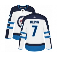 Women's Winnipeg Jets #7 Dmitry Kulikov Authentic White Away Hockey Jersey