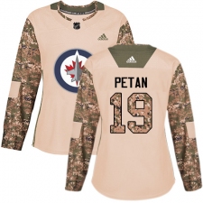 Women's Adidas Winnipeg Jets #19 Nic Petan Authentic Camo Veterans Day Practice NHL Jersey