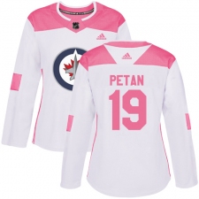Women's Adidas Winnipeg Jets #19 Nic Petan Authentic White/Pink Fashion NHL Jersey