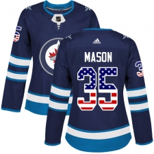 Women's Adidas Winnipeg Jets #35 Steve Mason Authentic Navy Blue USA Flag Fashion NHL Jersey