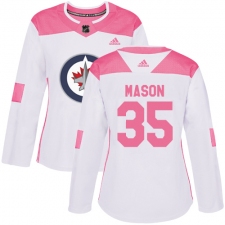 Women's Adidas Winnipeg Jets #35 Steve Mason Authentic White/Pink Fashion NHL Jersey