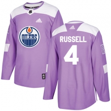 Men's Adidas Edmonton Oilers #4 Kris Russell Authentic Purple Fights Cancer Practice NHL Jersey