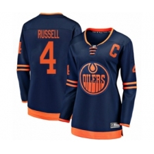 Women's Edmonton Oilers #4 Kris Russell Authentic Navy Blue Alternate Fanatics Branded Breakaway Hockey Jersey