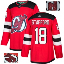Men's Adidas New Jersey Devils #18 Drew Stafford Authentic Red Fashion Gold NHL Jersey