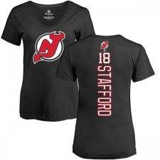 NHL Women's Adidas New Jersey Devils #18 Drew Stafford Black Backer T-Shirt
