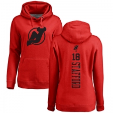 NHL Women's Adidas New Jersey Devils #18 Drew Stafford Red One Color Backer Pullover Hoodie