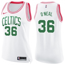 Women's Nike Boston Celtics #36 Shaquille O'Neal Swingman White/Pink Fashion NBA Jersey