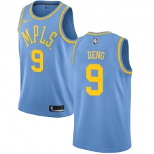 Women's Nike Los Angeles Lakers #9 Luol Deng Authentic Blue Hardwood Classics NBA Jersey