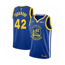 Men's Golden State Warriors #42 Nate Thurmond Authentic Royal Finished Basketball Jersey - Icon Edition