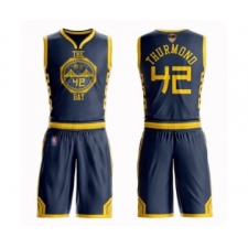 Men's Golden State Warriors #42 Nate Thurmond Swingman Navy Blue Basketball Suit 2019 Basketball Finals Bound Jersey - City Edition