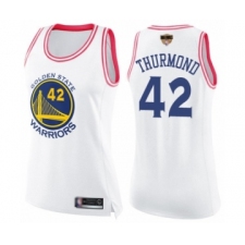 Women's Golden State Warriors #42 Nate Thurmond Swingman White Pink Fashion 2019 Basketball Finals Bound Basketball Jersey