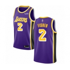 Men's Los Angeles Lakers #2 Derek Fisher Authentic Purple Basketball Jerseys - Icon Edition