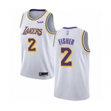 Men's Los Angeles Lakers #2 Derek Fisher Authentic White Basketball Jerseys - Association Edition
